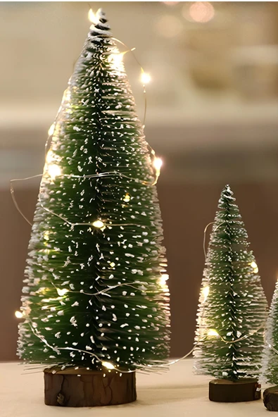 Dekoratif 35 cm Masa Üstü Yılbaşı Çam Ağacı – Bükülebilir Sedir Yeni Yıl Ağacı, Mini Boy - 6