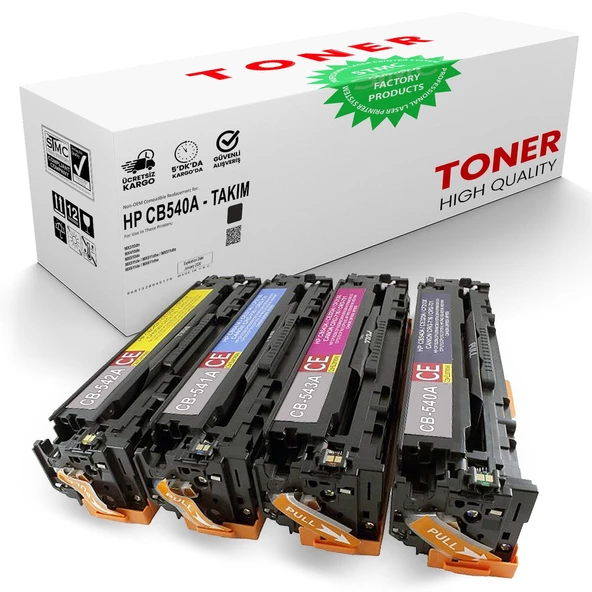 HP 125A | CB540A / CB541A / CB42A/ CB543A Muadil 4'lü Set Toner /WB/125A/CP1510/CP1215/