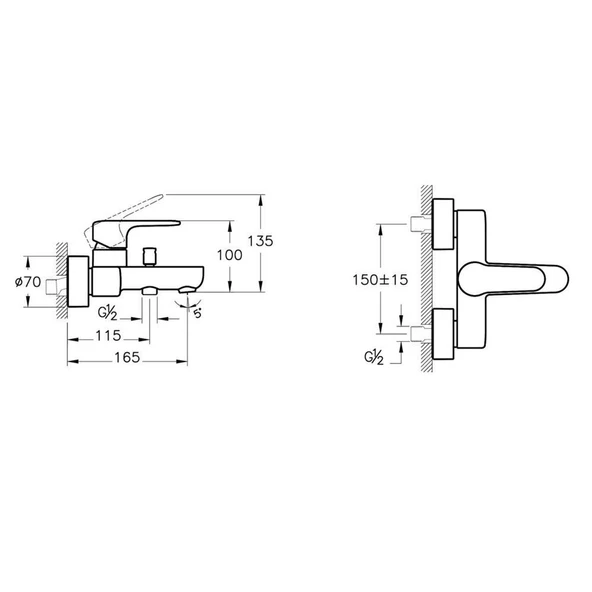 A42725 Artema Root Round Banyo Bataryası krom - 2