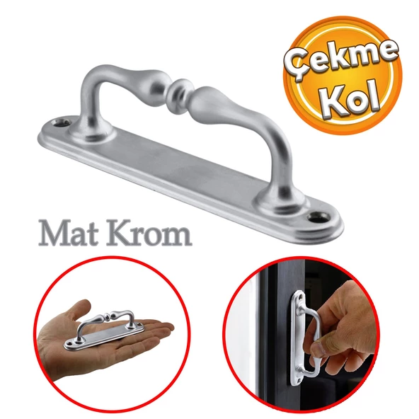 Küçük Kıvrık Çekme Kolu Sürgülü Kapı Tutma Kulpu Kulbu Tutamağı Kol Mat Krom Renk 12 Cm İki Vidalı