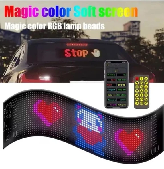 Araç Led Kayan Yazı Emoji Matrix Panel Kişiselleştirilebilir Telefon App Kontrollü - 4