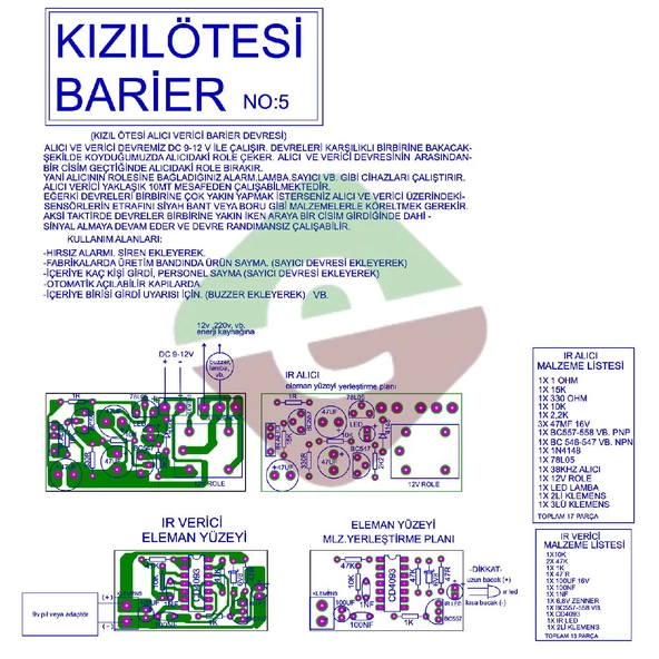 Kızılötesi Bariyer Demonte Devre Kiti Kendin Yap (NO:5)