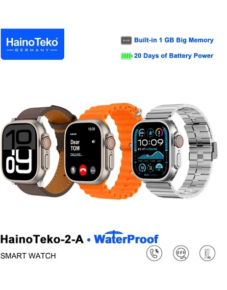 Hainoteko Germany Ultra 2A 49MM Akıllı Saat 3 Kordon 1gb Hafıza Su Geçirmez Uzun Pil Ömrü