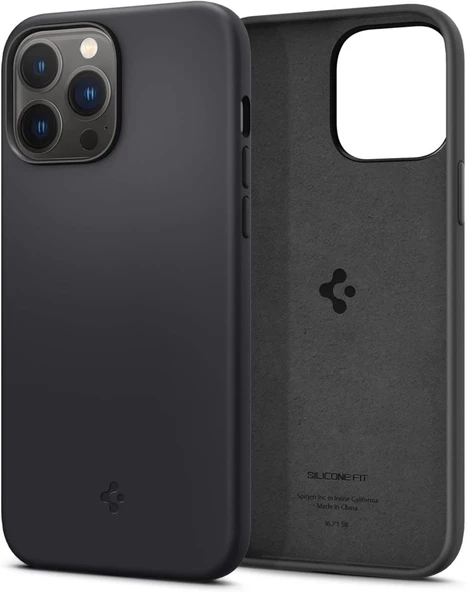 Spigen Apple iPhone 13 Pro Max Kılıf Kılıf Silicone Fit (Silikon) Black - ACS03228