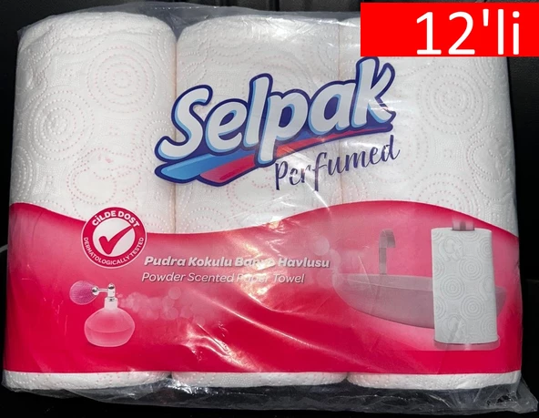 Selpak 12'li Pudra Kokulu Kağıt Havlu (3'lü paket x4)