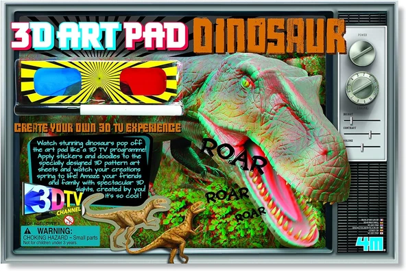 3D Art Pad Dınosaur / 3D Dinozor Gözlüklü Kitap Poster Boyama