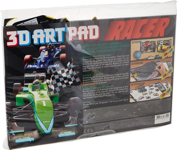 3D Art Pad Yarış Arabası / 3D Yarış Arabası Gözlüklü Kitap Poster Boyama - 2