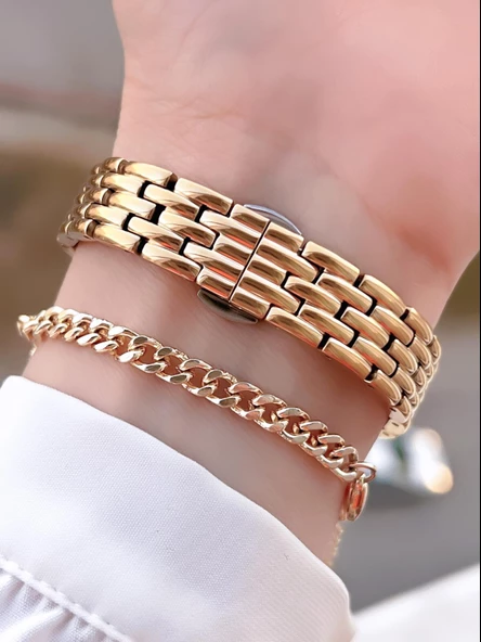 Ferro Çelik Kordon 3 Atm Suya Dayanıklı Özel Tasarım Kadın Kol Saat+Bileklik VS.BLKT.0037 - Resim 3