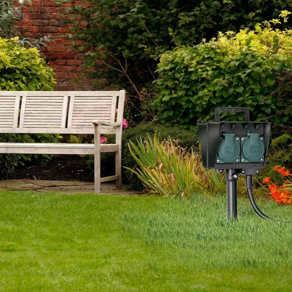 Bahçe için Saplamalı 4'lü Priz Kablo 10 metre - Resim 3