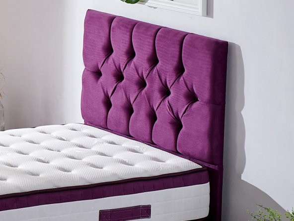 Niron Violet Tek Kişilik Yatak Başlığı - 90 cm Mor Kumaş Başlık - Baza ve Karyola Başlığı - 2
