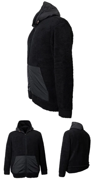 Erkek Büyük Beden Battal Boy 105 Kilo - 134 Kilo Arası İçin Uygun Kapüşonlu Peluş Sweat Mont - 8