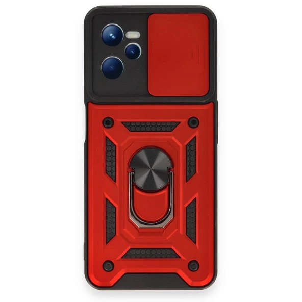 Smody Realme C35 İle Uyumlu Kılıf Kamera Korumalı Sürgülü Yüzüklü Standlı Tank ürün görseli