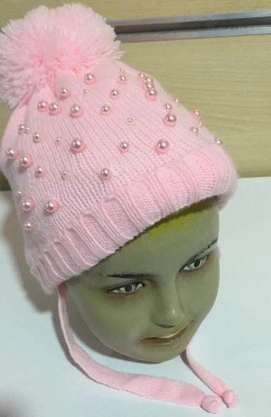 Kız bebek Bere  pembe incili - Resim 3