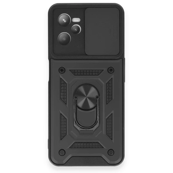 Smody Realme C35 İle Uyumlu Kılıf Kamera Korumalı Sürgülü Yüzüklü Standlı Tank - Resim 3