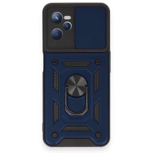 Smody Realme C35 İle Uyumlu Kılıf Kamera Korumalı Sürgülü Yüzüklü Standlı Tank - Resim 2