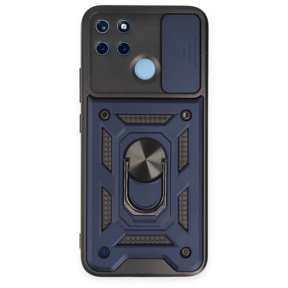 Smody Realme C25Y İle Uyumlu Kılıf Kamera Korumalı Sürgülü Yüzüklü Standlı Tank - 2
