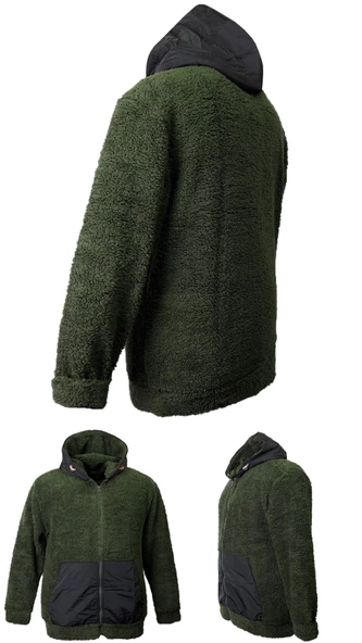 Erkek Büyük Beden Battal Boy 105 Kilo - 134 Kilo Arası İçin Uygun Kapüşonlu Peluş Sweat Mont - 9