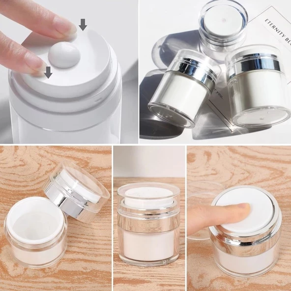 Periboia 50 ML Doldurulabilir Pompalı Vakumlu Krem Fondoten Sıvı Kozmetik Şişesi Akrilik - 4