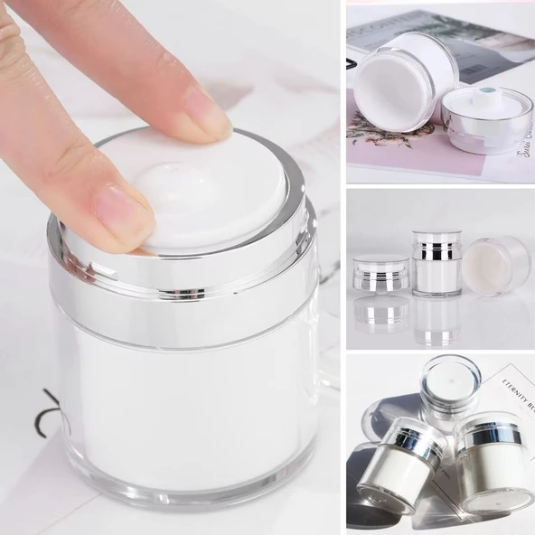 Periboia 50 ML Doldurulabilir Pompalı Vakumlu Krem Fondoten Sıvı Kozmetik Şişesi Akrilik - 5