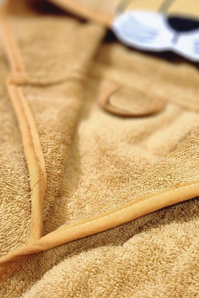 Kapüşonlu ve Figürlü Sevimli Pamuklu Çocuk Bornoz - 8