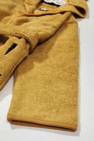 Kapüşonlu ve Figürlü Sevimli Pamuklu Çocuk Bornoz - 4