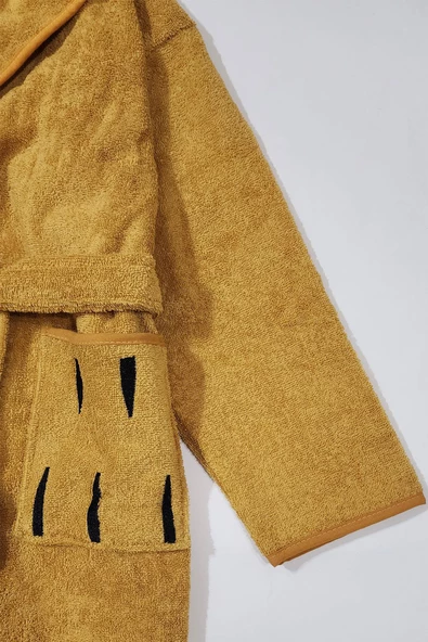 Kapüşonlu ve Figürlü Sevimli Pamuklu Çocuk Bornoz - 7