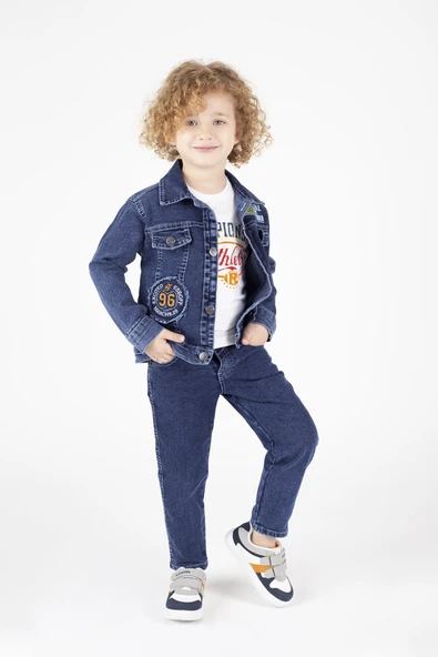 Kot Erkek Çocuk Ceket, Pantolon Ve Tişörtlü Takım M00694 - Resim 3