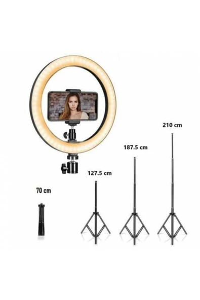 Youtuber Led 10 Inç Ring Light 5500k Youtuber Led Işıklı 2.1 Metre Tripod Selfie Makyaj Işığı - 3