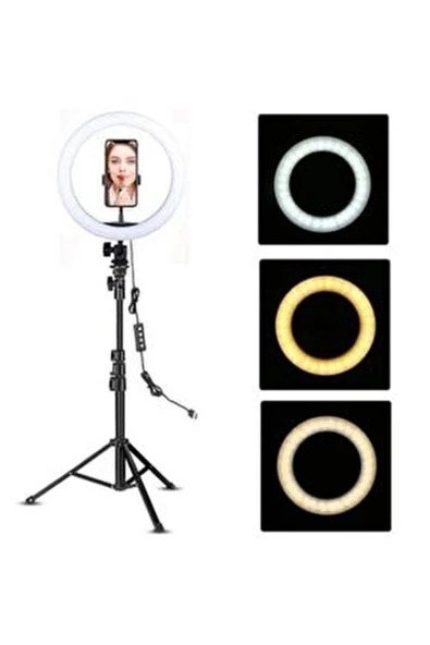 Youtuber Led 10 Inç Ring Light 5500k Youtuber Led Işıklı 2.1 Metre Tripod Selfie Makyaj Işığı - 2
