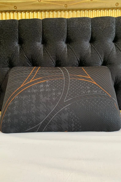 Rudu Ortopedik, Siyah Kılıf Visco Visko Bütün Sünger Yastık 60x40x15 cm 1250 gr Omuz/Boyun Destekli - 3