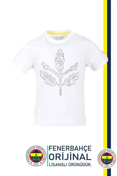 Fenerbahçe Orijinal Palamut Logo Sıfır Yaka Çocuk T-Shirt Spor Bileklik Hediyelik Set Ahşap Kutulu - 2