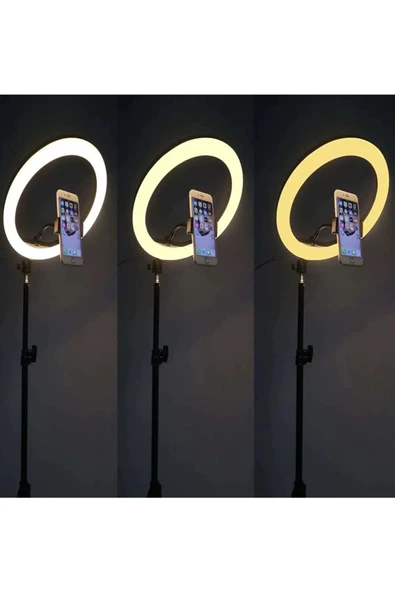 Anunnaki 10 İnç Ring Light Youtuber Tiktok Çekim Işıklı Telefon Tutucu Selfie Makyaj Işığı 2.1 M Tripod - 6