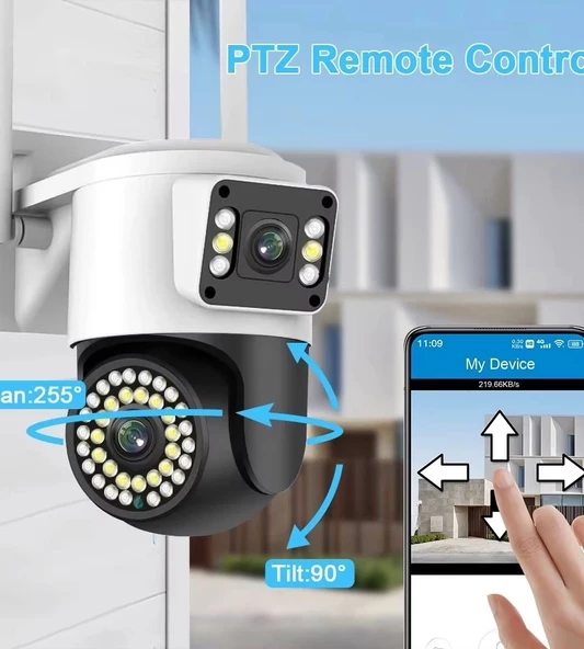 4MP Yoosee Çift Lens IP Kamera - WIFI Açık Otomatik İzleme, Su Geçirmez Kablosuz Güvenlik Ev Kamerası, Renkli Gece Görüş - 4