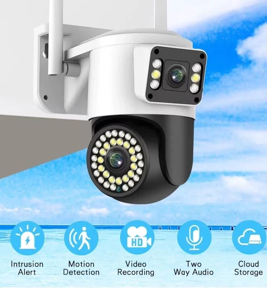 4MP Yoosee Çift Lens IP Kamera - WIFI Açık Otomatik İzleme, Su Geçirmez Kablosuz Güvenlik Ev Kamerası, Renkli Gece Görüş - 5