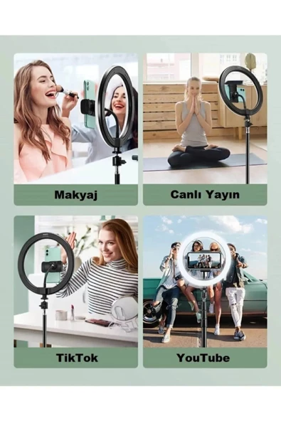 Anunnaki 10 İnç Ring Light Youtuber Tiktok Çekim Işıklı Telefon Tutucu Selfie Makyaj Işığı 2.1 M Tripod - 4