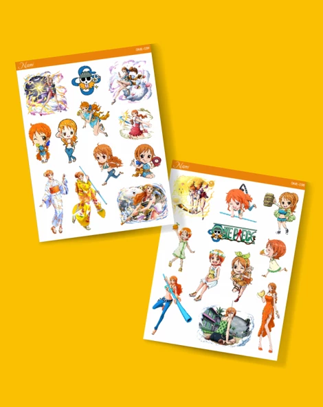 Nami - one piece 2 Li sticker etiket seti Anime çıkartmaları Parlak Kağıt - Resim 3
