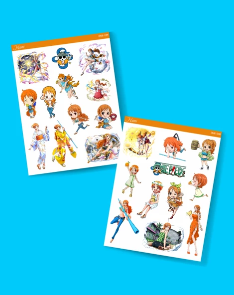 Nami - one piece 2 Li sticker etiket seti Anime çıkartmaları Parlak Kağıt