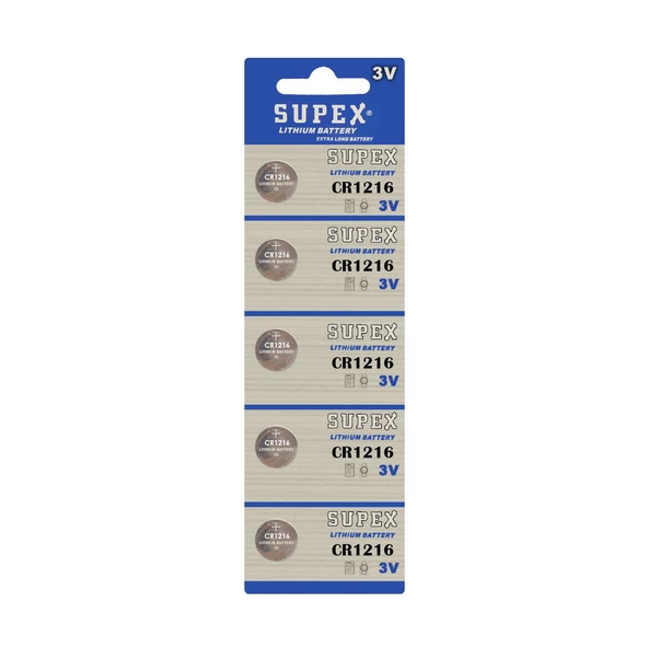 SUPEX Pil Düğme 1216 3V 5Li Paket