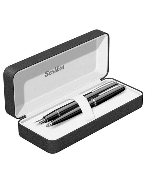 Scrikss 33 Siyah Dolma Kalem ve Tükenmez Kalem Seti - Resim 4