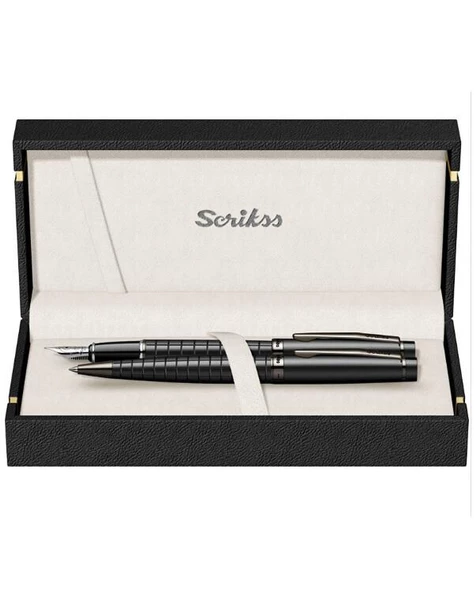 Scrikss 38 Mat Siyah Dolma Kalem ve Tükenmez Kalem Seti