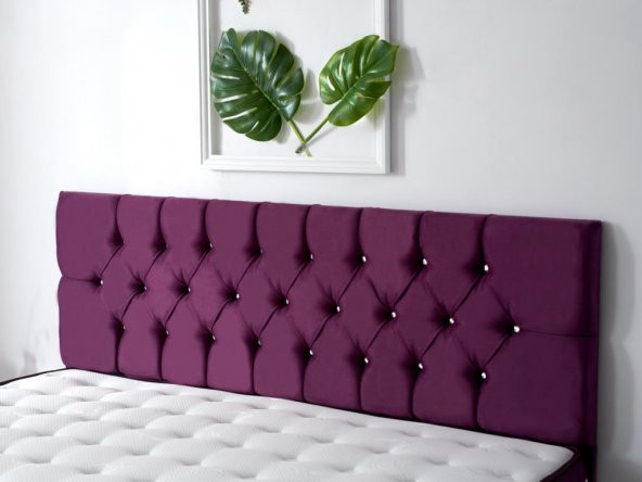 Niron Violet Çift Kişilik Yatak Başlığı - 180 cm Mor Kumaş Başlık - Baza ve Karyola Başlığı - 2