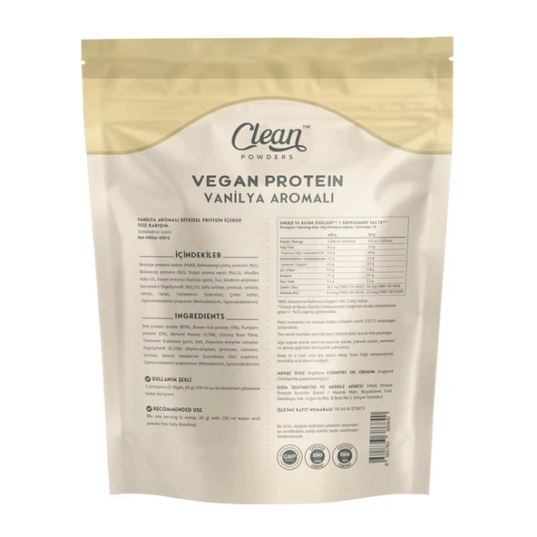 Clean Powders Vegan Protein 600 Gr Vanilya - 2