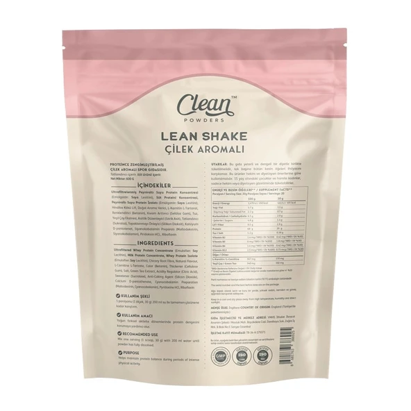 Clean Powders Lean Shake 600 Gr Çilek - 2