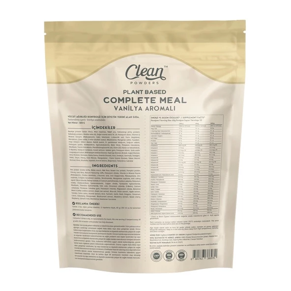 Clean Powders Plant Based Complete Meal 600 Gr Vanilya - 2
