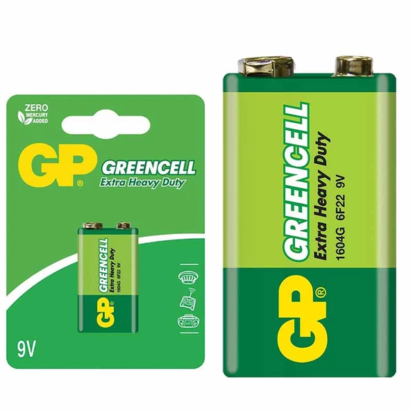 GP 1604GLF GREENCELL 9 VOLT BLİSTERLİ PİL (TEKLİ FİYAT)