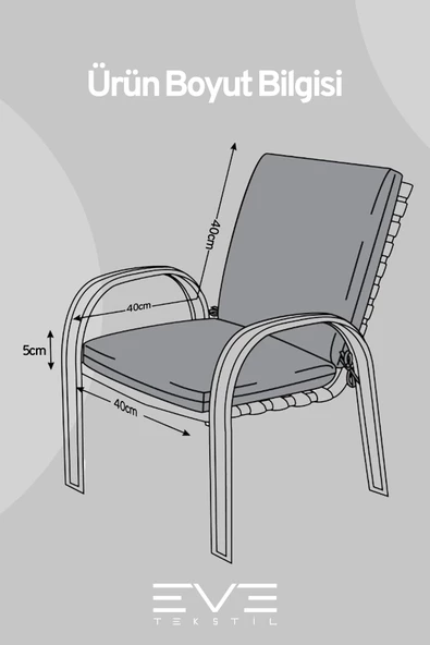 Bahçe - Salon - Balkon Arkalıklı Fermuarlı Bağlanabilir Yıkanabilir Sandalye Minderi 8 Adet - 3