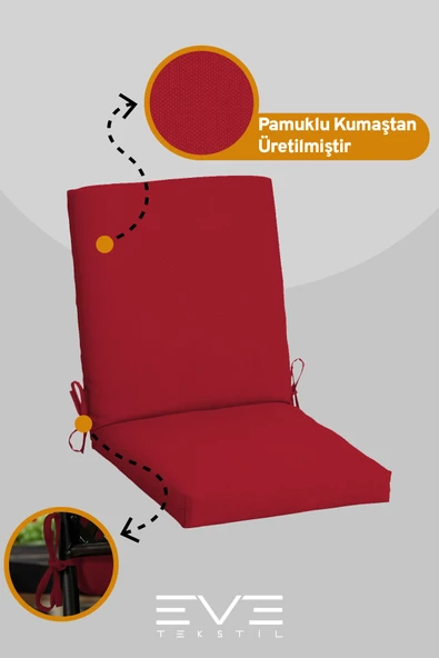 Bahçe - Salon - Balkon Arkalıklı Fermuarlı Bağlanabilir Yıkanabilir Sandalye Minderi 8 Adet - 8