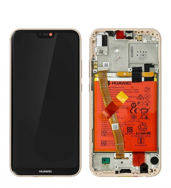 Huawei P20 Lite Uyumlu Çıtalı Lcd Ekran A+ Kalite Gold Renk