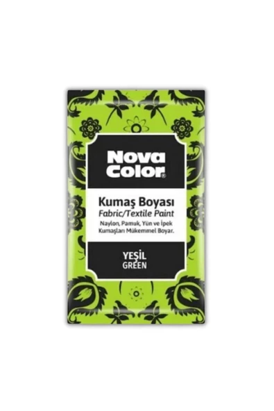 Nova Color Yeşil Kumaş Boyası Toz 12 gr 1 Adet Toz Kumaş Boyası Yeşil Kot Pantalon Gömlek Tişört Tek