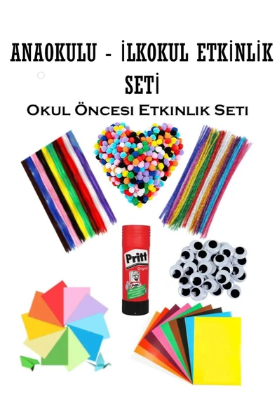 TİFOYS Okul Öncesi Etkinlik Seti 1 er Paket Şönil Ponpon Oynar Göz Anaokulu ve Kreş Seti Etkinlik